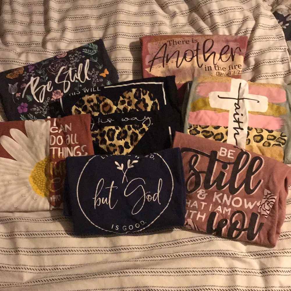 Faith Based tshirt bundle of 7 shirts size LG